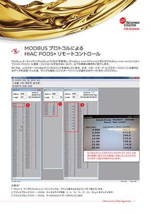 MODBUS プロトコルによる HIAC PODS+ リモートコントロール